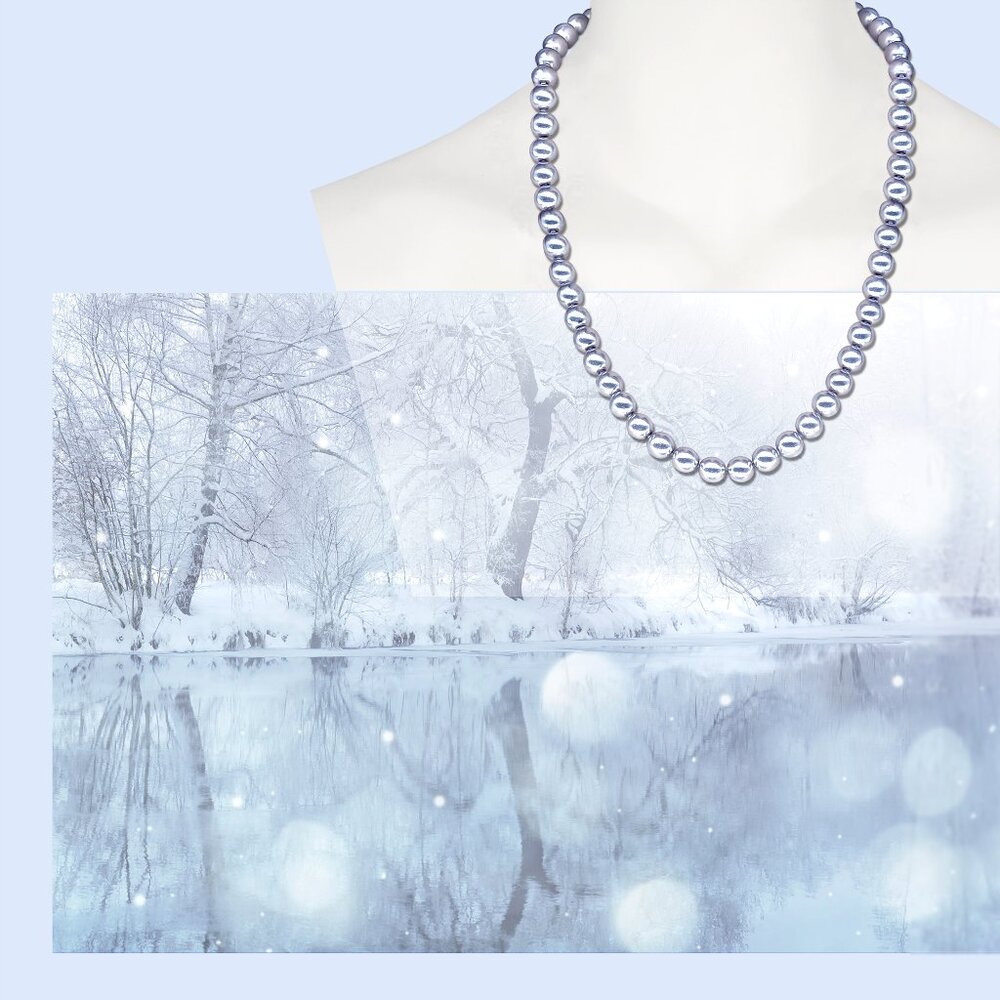 NECKLACE Winter Wonderland Metallic Silver-Ice Blue